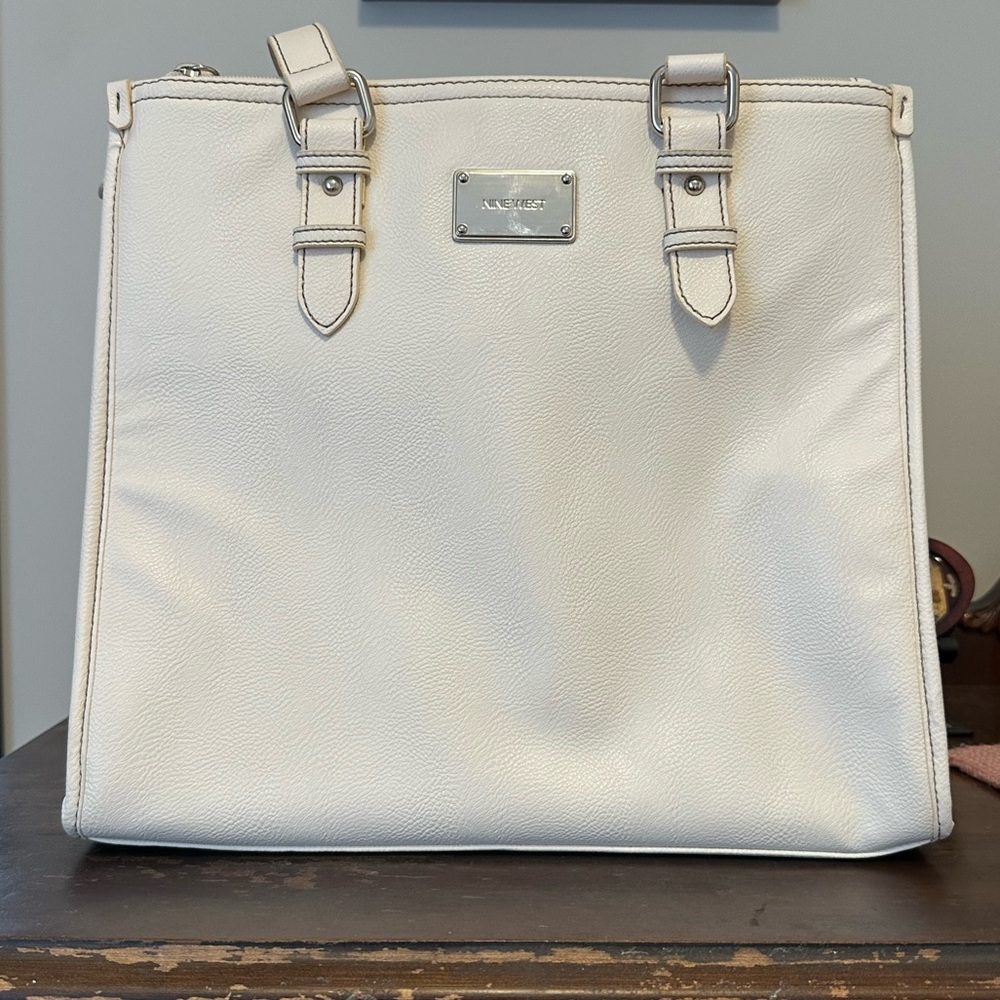 Large Vegan Leather White/Cream Coloured Nine West Tote Handbag/Purse - Picture 7 of 10